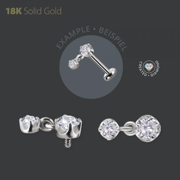 18K WHITE GOLD INTERNAL MICRO ATTACHMENT W. DANGLE SET W. LAB CREATED DIAMONDS