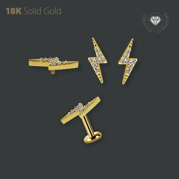 18K GOLD INTERNAL FLASH MICRO ATTACHMENT SET W. LAB CREATED DIAMONDS