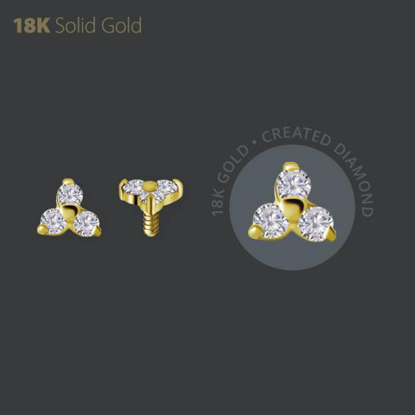 18K GOLD INTERNAL TRINITY ATTACHMENT SET W. LAB CREATED DIAMONDS