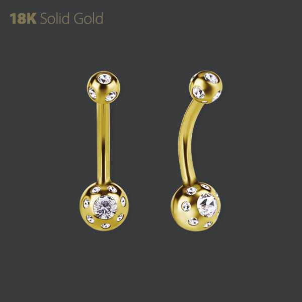 18K GOLD INTERNAL TIFFANY BELLY BANANA SET WITH PREMIUM ZIRCONIA