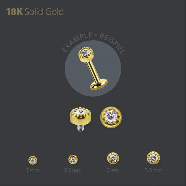 18K GOLD INTERNAL ATTACHMENT W. GRANULATION SET W. PREMIUM ZIRCONIA