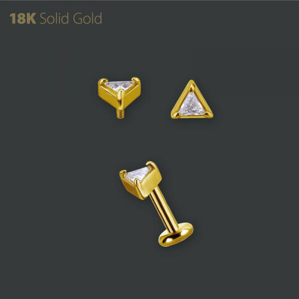 18K GOLD INTERNAL MICRO ATTACHMENT SET W. TRIANGLE PREMIUM ZIRCONIA