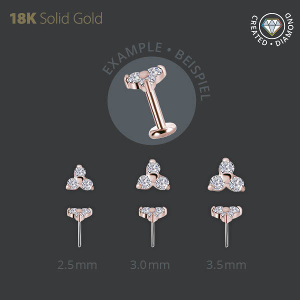 18K ROSE GOLD THREADLESS TRINITY ATT. SET W. LAB CREATED DIAMONDS