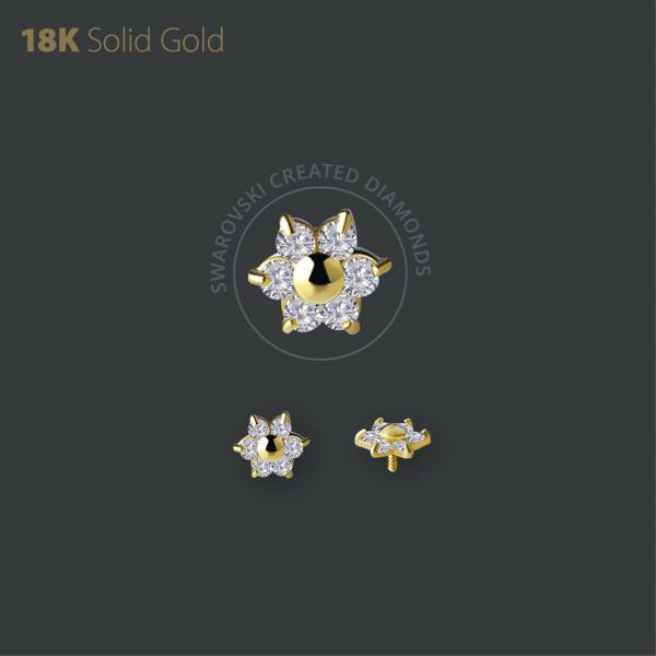 18K GOLD INTERNAL ATT. SET W. PREMIUM CREATED DIAMONDS