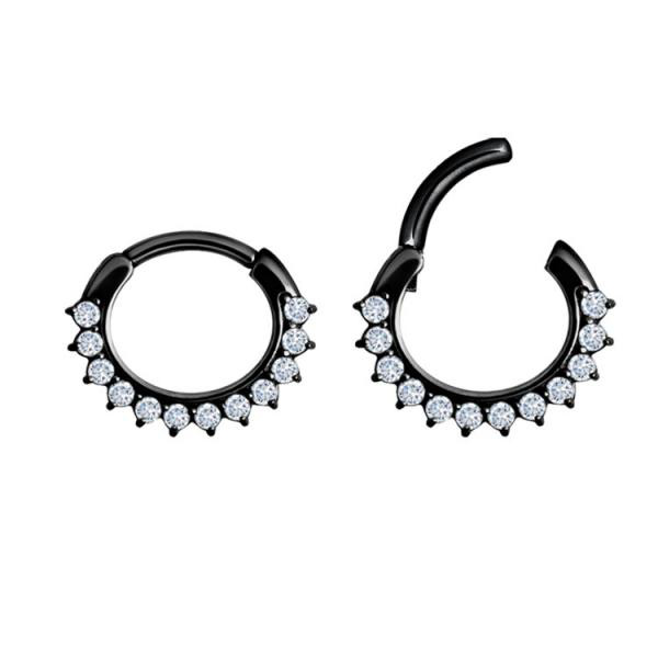 BLACK PVD SS316L JEWELLED SEPTUM CLICKER