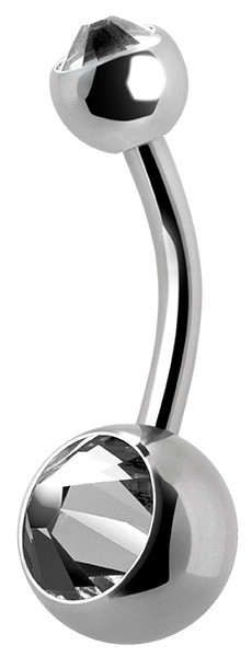 TITANIUM DOUBLE JEWELLED TITANIUM BABY BANANAS (BIG STONE)