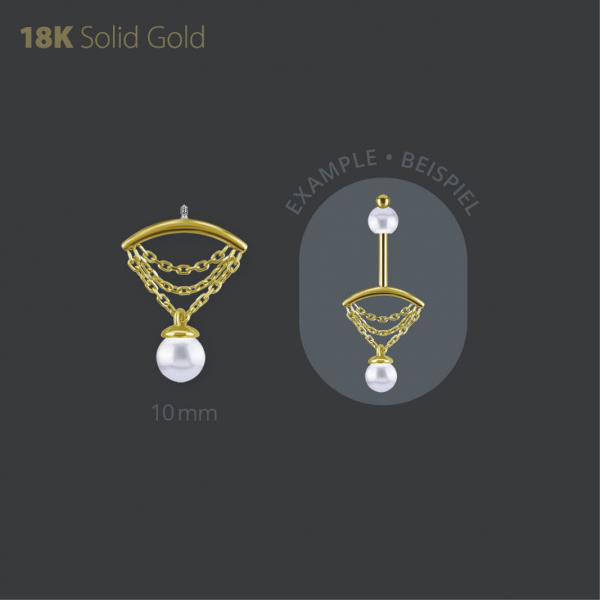 18K GOLD INTERNAL VERTICAL HELIX ATTACHMENT SET W. FRESHWATER PEARL