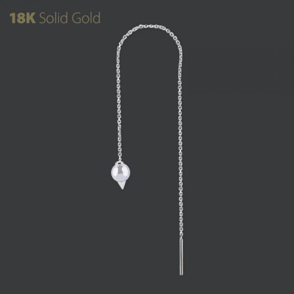 18K WHITE GOLD THREADER CHAIN (10CM) WITH FRESH WATER PEARL AND SPIKE