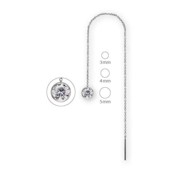 SS316L THREADERS (11CM) WITH BEZEL SET PREMIUM ZIRCONIA