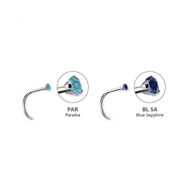 TITANIUM NOSESTUDS W. PRONG SET LAB CREATED GEMSTONE