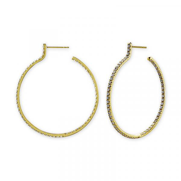 24K GOLD PVD SS316L EARSTUDS HOOP SET W. PREMIUM ZIRCONIA (PAIR)