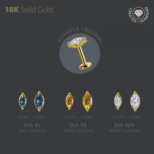 18K GOLD ATTACHEMENT SET W. MARQUISE LAB CREATED DIAMONDS