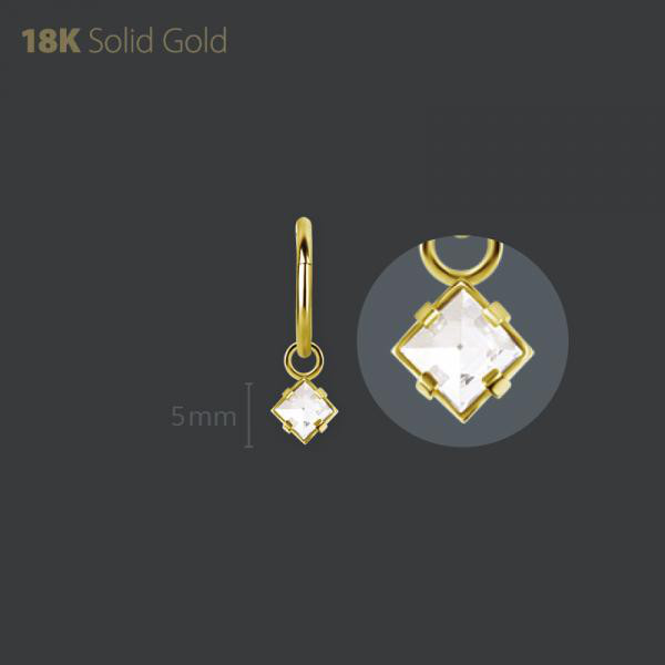 18K GOLD CHARM SET WITH PYRAMID PREMIUM ZIRCONIA