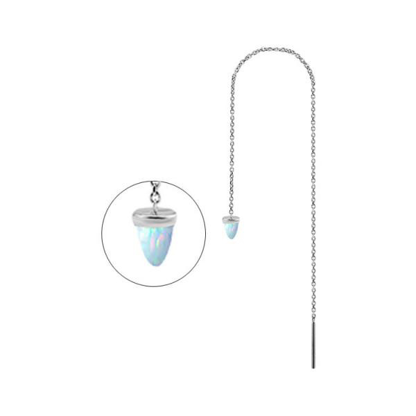 SS316L THREADER (11CM) SET W. LAB CREATED OPAL SPIKES