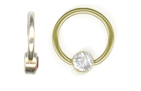 24K GOLD PVD SS316L JEWELLED FLAT BCR FOR UPPER LIP