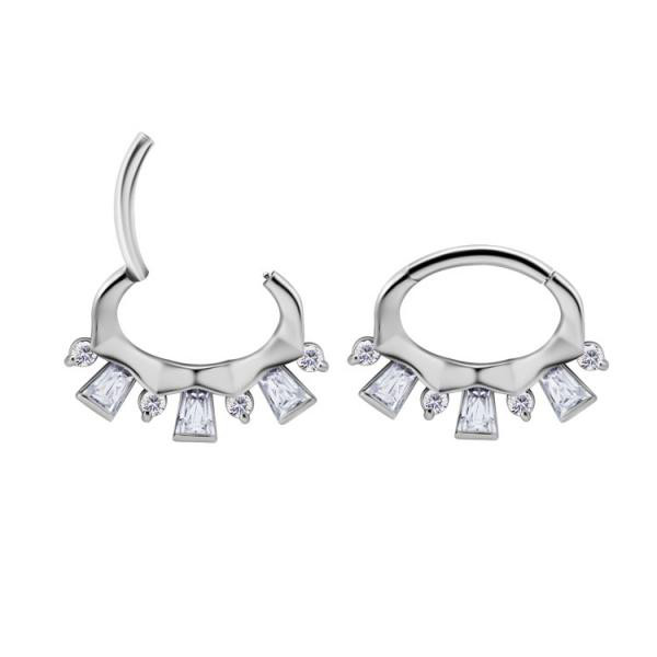 SS316L HINGED SEPTUM/DAITH CLICKER SET W. PREMIUM ZIRCONIA