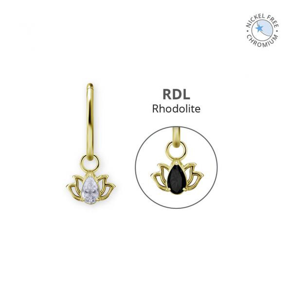 18K GOLD PVD CoCr NF LOTUS CHARMS SET W. PREMIUM ZIRCONIA