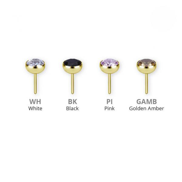 24K GOLD PVD TITANIUM THREADLESS MICRO BALL SET W. PREMIUM ZIRCONIA