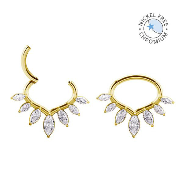 18K GOLD PVD CoCr NF SEPTUM/DAITH CLICKER SET W. PREMIUM ZIRCONIA