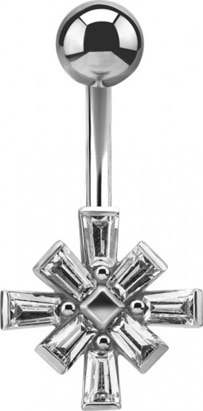 SS316L BELLY BANANA SET W. TAPPERED BAGUETTE