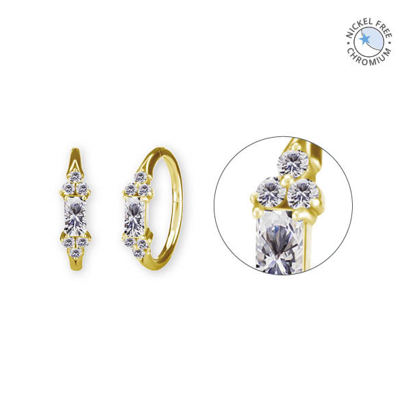 18K GOLD PVD CoCr NF HINGED SEGMENT RING SET W. PREMIUM ZIRCONIA