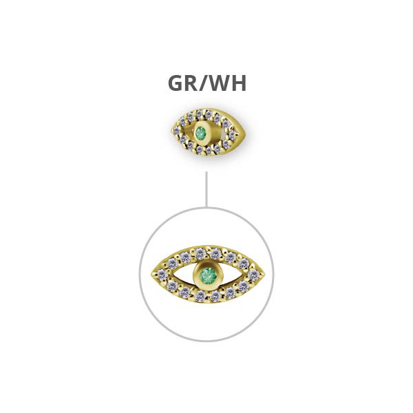 24K GOLD PVD SS316L MICRO EYE ATTACHMENT SET W. CUBIC ZIRCONIA