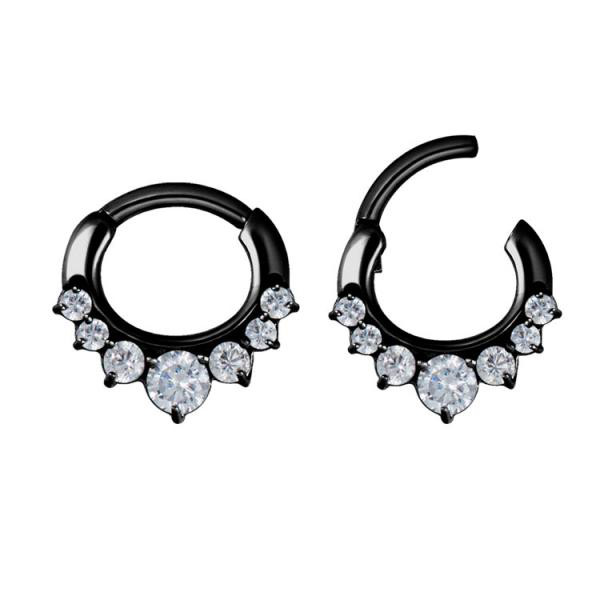 BLACK PVD SS316L JEWELLED SEPTUM CLICKER