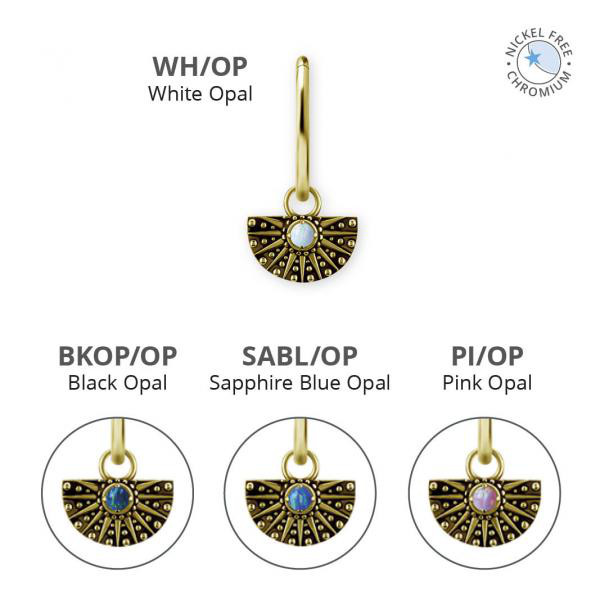 18K GOLD PVD CoCr NF CHARMS SET W. LAB CREATED OPALS