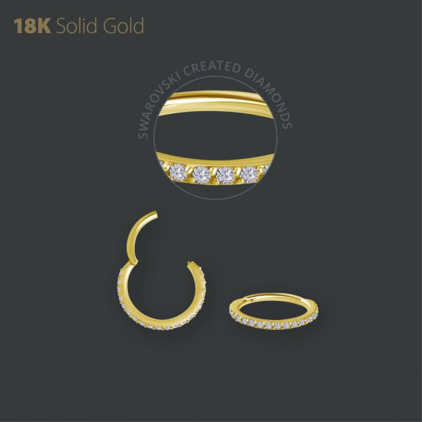 18K GOLD HINGED RINGS SET W. PREMIUM CREATED DIAMONDS