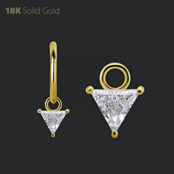 18K GOLD CHARM SET WITH TRIANGLE PREMIUM ZIRCONIA