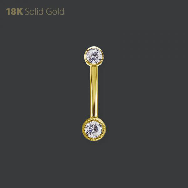 18K GOLD AND GOLD PVD TITANIUM TL MICRO ROOK BANANA SET W. PREMIUM ZIRCONIA