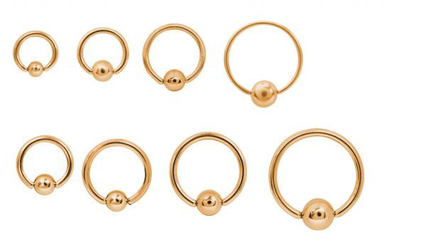 24K GOLD PVD SS316L BALL CLOSURE RINGS