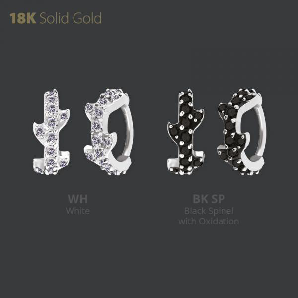 18K WHITE GOLD HINGED SEGMENT RING SET W. PREMIUM BLACK SPINEL