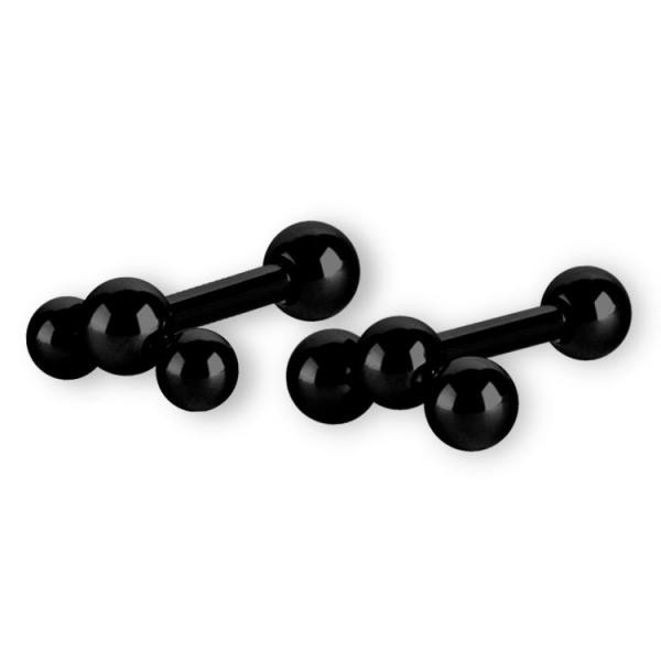 BLACK PVD SS316L TRAGUS / HELIX BARBELL WITH MICRO BALLS(TRIPLET)