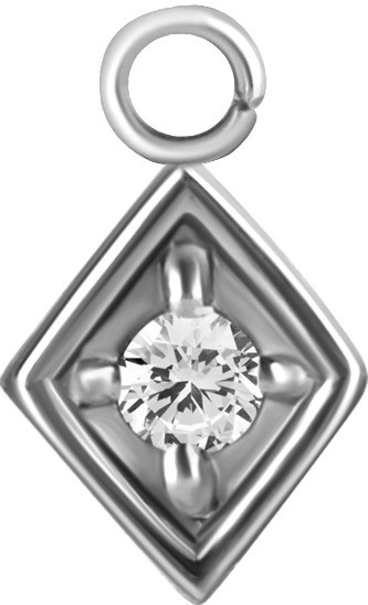 SS316L SPADE CHARM FOR HINGE SEGMENT RING SET W. CUBIC ZIRCONIA