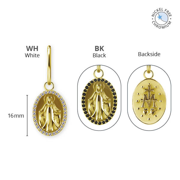 18K GOLD PVD CoCr NF MADONNA CHARMS SET W. PREMIUM ZIRCONIA