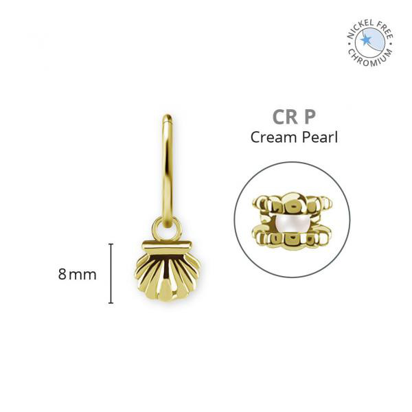 18K GOLD PVD CoCr NF PEARL OYSTER CHARMS SET