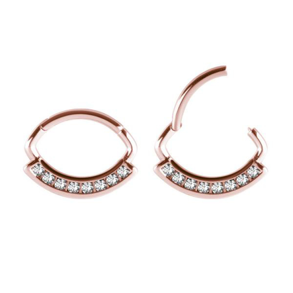 ROSE GOLD PVD SS316L HINGED RING - CHANNEL SETTING MARQUISE SHAPE