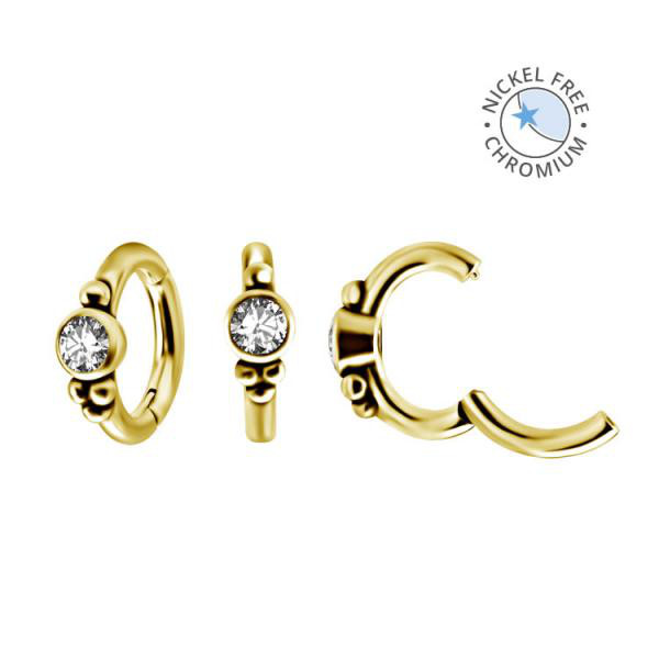 18K GOLD PVD CoCr NF OVAL BELLY CLICKER SET W.PREMIUM ZIRCONIA