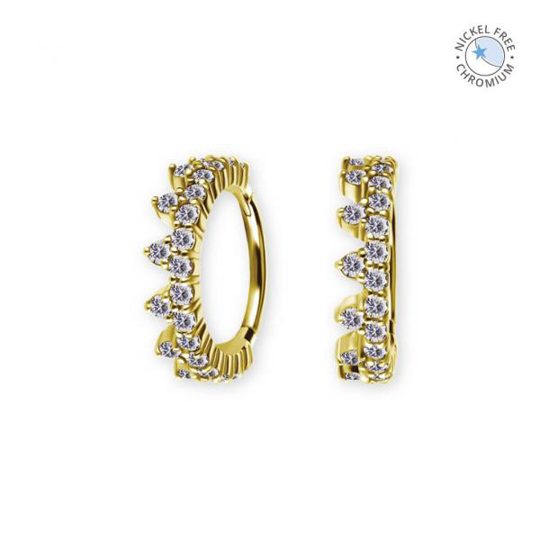 18K GOLD PVD CoCr NF TRINITY HINGED RING SET W.PREMIUM ZIRCONIA