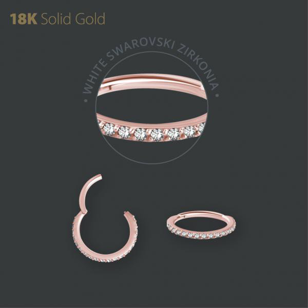 18K ROSE GOLD JEWELLED HINGED SEGMENT RING SET W. PREMIUM ZIRCONIA