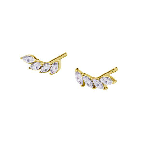 24K GOLD PVD SS316L MARQUISES CUBIC ZIRCONIA EARSTUD (PAIR)