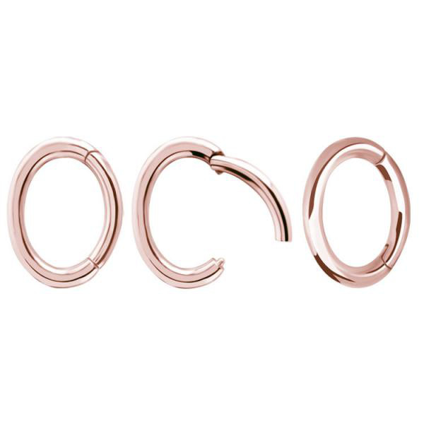 ROSE GOLD PVD SS316L ROOK OVAL HINGED SEGMENT RINGS (SQUARE PROFILE)