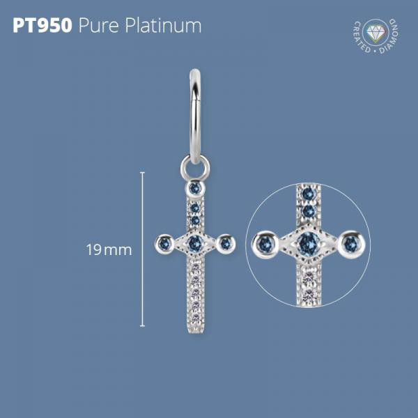 PLATINUM 950 DAGGER CHARM SET W. LAB CREATED DIAMONDS