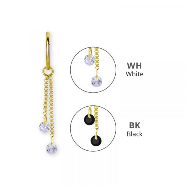 24K GOLD PVD SS316L CHAIN CHARM FOR HINGED SEGMENT RINGS