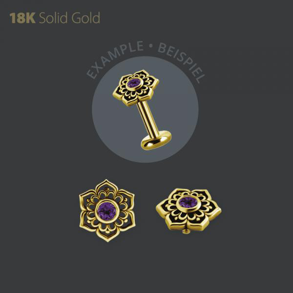 18K GOLD INTERNAL MICRO ATTACHMENT SET W. GENUINE DARK AMETHYST