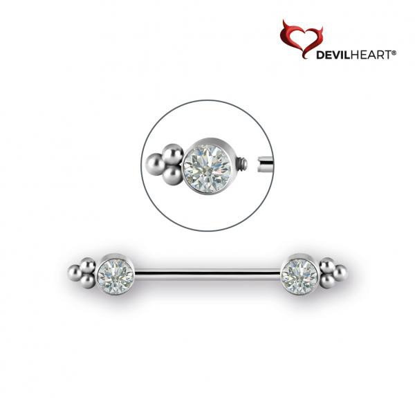 TITANIUM JEWELLED NIPPLE BARBELLS SET WITH PREMIUM ZIRCONIA