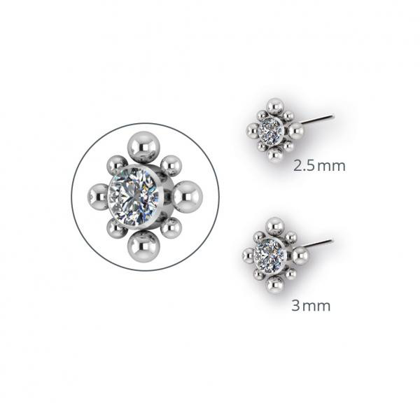 TITANIUM THREADLESS MICRO JEWELLED CLUSTERS ATTACHMEN SET W. PREMIUM ZIRCONIA