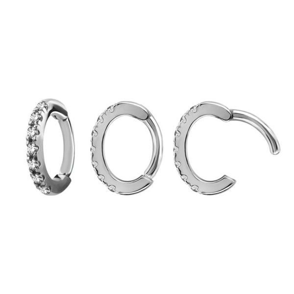 SS316L ROOK OVAL HINGED CLICKERS SET W. PREMIUM ZIRCONIA