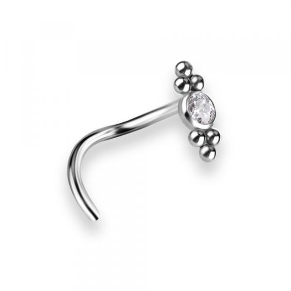 TITANIUM CURVED DISC NOSESTUD SET W. PREMIUM ZIRCONIA